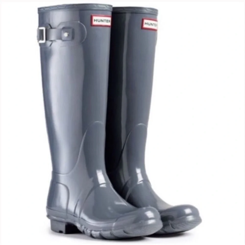 Hunter Boots Tall Glossy Black Size 9 - Picture 10 of 13